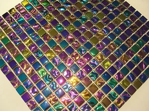 PURPLE RAIN  Glas mosaik Fliesen gold pink grün blau lila purple perlmutt effekt - Bild 1 von 3