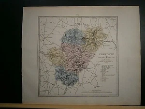 Grande carte 44 cm X 36 cm couleur 1878: France Charente - Imagen 1 de 3