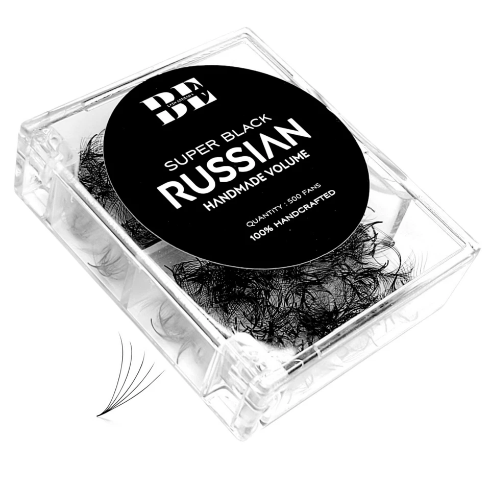5D♡0.07 LOSE HANDMADE WIMPERNFÄCHER ♡ 500 Fertige Fächer ♡ 2500 Volumenwimpern  - Bild 1 von 4