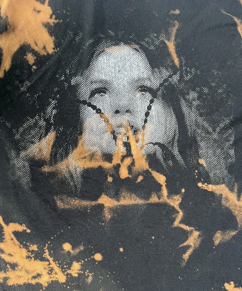 Selena Gomez Bleached Distressed T-shirt Large Rare Black Copper Soft Pop Queen  - Image 1 of 4