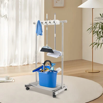 Wet Mop Hanger Rack Mop Broom Holder Movable Standing Cleaning Tool Holder NEW - Image 1 of 4