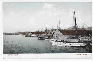 Vintage Postcard Seattle Washington Water Front Ships Arlington Dock Company UDB - Picture 1 of 4