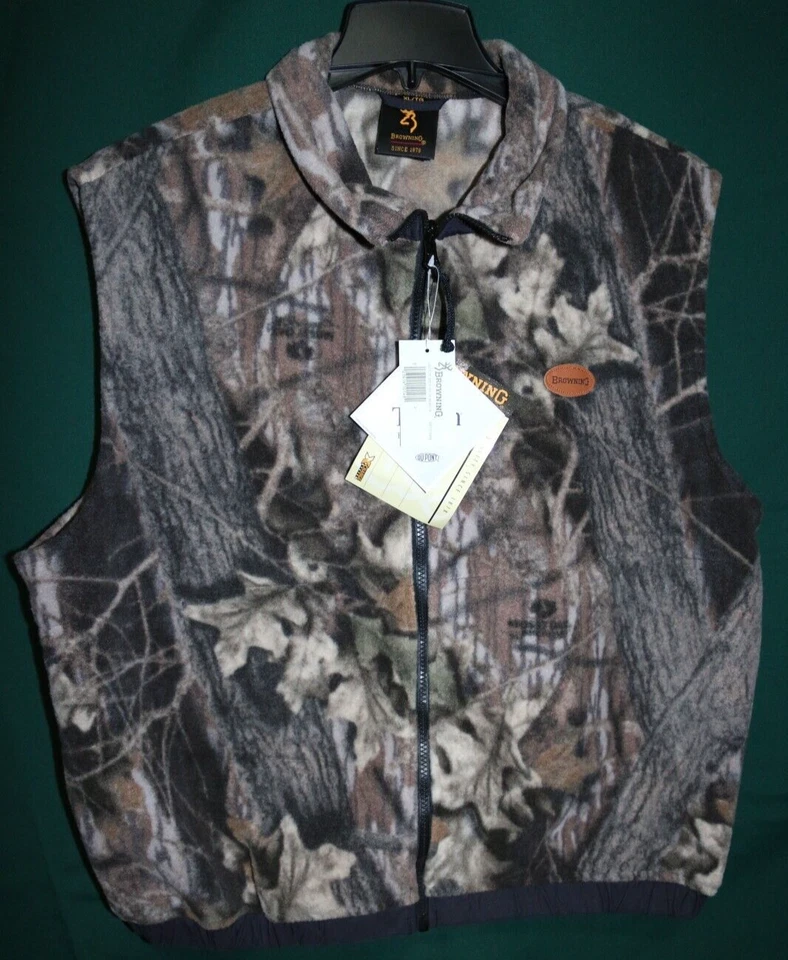 NEW w/TAG men's Browning size XL / TG hunting TF-300 fleece vest Teflon Fab.Prot - Image 1 of 4