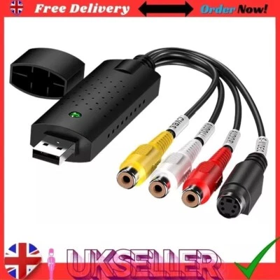 USB Video Capture Card VHS VCR to Digital Converter for PC DVD Hi8 Camcorder - Image 1 of 4