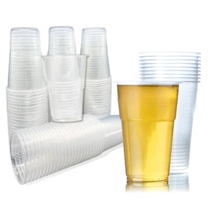 Disposable Half Pint Glasses, Clear Plastic Pint Cup, Party Cups 10oz - Reusable - Picture 1 of 7