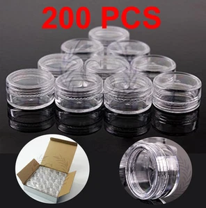 200 Pack 5 gram Sample Jars high quality Clear Lid cosmetic makeup Pot Lip Balm - Picture 1 of 8