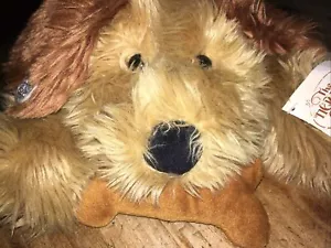Vintage Ganz Fuzzy braun/rot Plüschhund mit Knochen The Heritage Collection mit ETIKETT - Bild 1 von 12