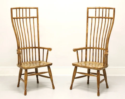 HIBRITEN Mid 20th Century Oak Exaggerated Back Windsor Armchairs - Pair Cover