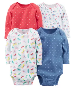 Carter's Baby Girl Carter's 4-pk.Printed Long Sleeve Bodysuits 12months - Picture 1 of 7