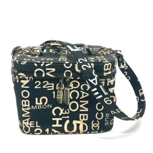 CHANEL By The Sea Line logo Vanity bag Cosmetic bag 2WAY Shoulder Bag Hand Bag - Picture 1 of 12
