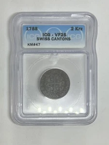 1788 Swiss Cantons Two Kranz ICG-Certified VF25 - Picture 1 of 2