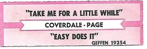 Coverdale-Page, Take Me For A Little While/Easy Does It, Jukebox Label 45 - Picture 1 of 1