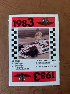 TOM SNEVA 1991 Indy 500 75th Anniversary Game Card - Picture 1 of 2