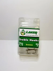 LAKER 1/0 BRONZE TREBLE HOOK 2 HOOK PACK - Picture 1 of 3