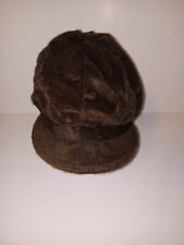 Faux Fur Newsboy Fashion Cap Brown Hat Womens 1960s Retro