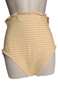 Vtg Nylon Plus Sz Panties Yellow Striped High Waist V Cut Legs Stretch Panty NOS - Picture 1 of 7