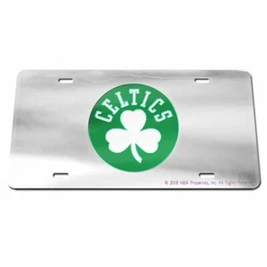 BOSTON CELTICS SILVER CRYSTAL MIRRORED CAR LICENSE PLATE NBA LICENSED - Picture 1 of 1