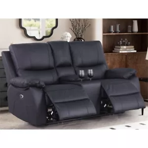 Alexent Recliner Leather Sofa with Cup Holders & Storage Loveseat Recliner Black - Picture 1 of 9