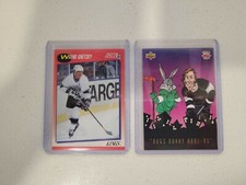 1991-92 Score Canadian Bilingual #100/ UD Bugs Bunny Hare Wayne Gretzky Lot (2)