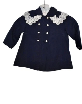 Abrigo de día vintage años 50 niño/bebé azul marino bebé/niño pequeño talla ver medidas Foto 1 de 4