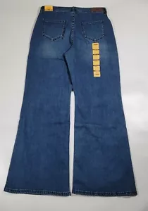 Pantalones de mezclilla acampanados de tiro alto 34 x 32 Rock & Roll para mujer nuevos con etiquetas - Imagen 1 de 6