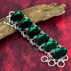 Chrome Diopside Gemstone Handmade 925 Sterling Silver Jewelry Bracelet Gift - Picture 1 of 5