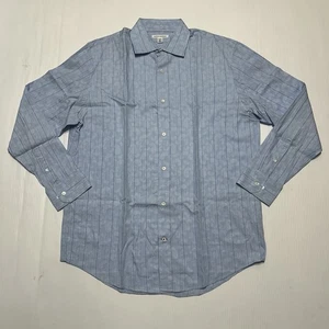 Camisa Banana Republic Hombres Manga Larga Cuello Abotonado Azul Rayas Talla 16 - Imagen 1 de 10