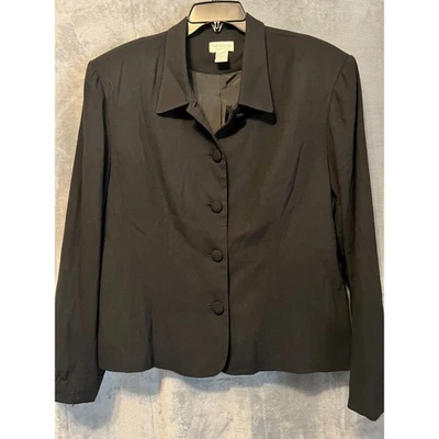 The Avenue Collection 18 Black Blazer Jacket Lined Button Front Plus Vintage - Image 1 of 4