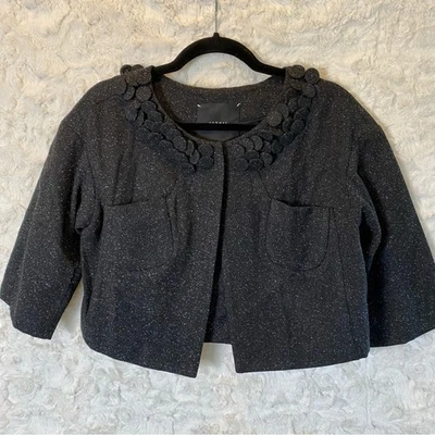 Chaqueta Abrigo Robert Rodriguez Para Mujer Tweed Capa Recortada Talla 2 Cuello Botón Foto 1 de 4