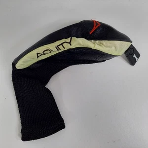 Acuity Leather Golf #1 Driver Wood Head Cover Black Yellow - Picture 1 of 4