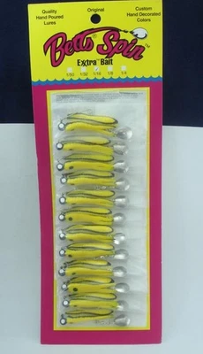 Tarjeta de 12 Betts 022ST-22N Beetle Spin 1/16 OZ cola dividida amarilla/Bk a rayas Foto 1 de 3