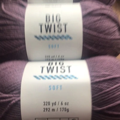 Lot Of 3/Big Twist Soft Yarn - 100% Acrylic - Violet- 320 yds / 6 oz.  Each/New - Image 1 of 4
