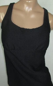 Lands End Tankini Badeanzug Oberteil Damen schwarz Struktur quadratischer Ausschnitt 6 NEU - Bild 1 von 9