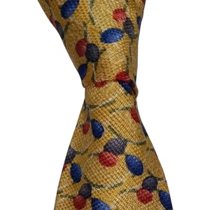 Corbata de seda Ermenegildo Zegna para hombre dorada azul roja corbata de diseñador geométrica usada en excelente estado - Imagen 1 de 3