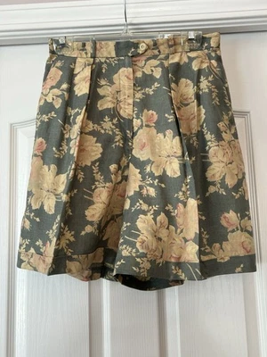 Pantalones Cortos Para Mujer Ralph Lauren Cottagecore Floral Lino Plisados Talla 8 Preppy Foto 1 de 4
