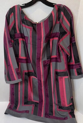 Eliza J Women’s Dress Size 14 Shift Geometric 3/4 Sleeves Zip Back  - Image 1 of 4