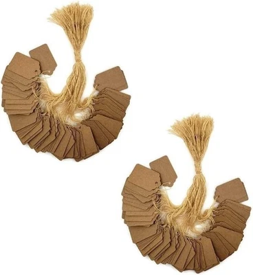 Kraft Gift Marking String Tags Price Labels Display Tags Strung for Crafts &... - Image 1 of 4