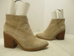 Sol Sana Beige Suede Leather Zip High Heel Ankle Boots Womens Size 37 EUR - Picture 1 of 10