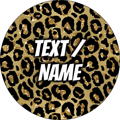 Leopard Tortenbild Party Deko personalisiert Name Kunstfell essbar Muster Gold - Bild 1 von 4