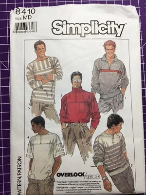 Pattern Simplicity 8410 Men’s or teen’s serger 80s style pullover knit top Sz M - Image 1 of 2