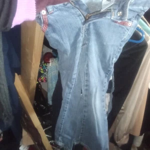 size 6 girl's kids jeans levi's strauss embroidered pink denim cotton sm s - Picture 1 of 5