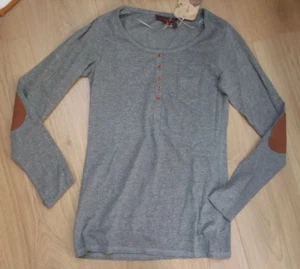NEU       Langarm Shirt mit Ellenbogen Patches    Gr.XS     grau     Tom Tailor - Bild 1 von 3