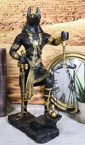 Ebros God Anubis with Scales of Justice Statue Figurine 10" Tall (Black & Gold) - Picture 1 of 10