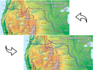 Mapa de expedición Lewis Clark - Tarjeta de felicitación postal lenticular 3D - Imagen 1 de 1