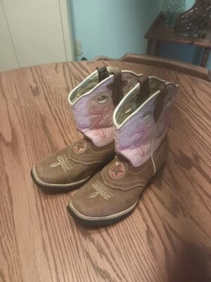 Girls Fatbaby Cowgirl Brown/Bright Blue Boots! Size 18 1/2 Child Size  - Image 1 of 4