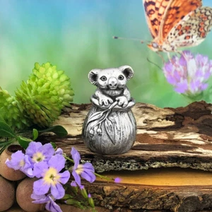 Koala In Gumnut Miniature Figurine,Solid Pewter, Australian Made Souvenir Gift - Picture 1 of 5