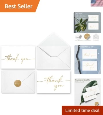 Elegant 4x6 Gold Foil Thank You Cards with Stickers - Perfect for Any Occasion - Изображение 1 из 4