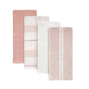 Better Homes & Gardens 4 Piece Waffle Kitchen Towel, Old Rose - Picture 1 of 5