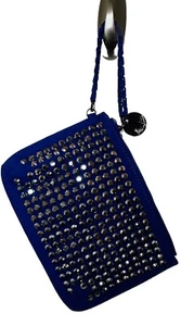 Neiman Marcus Blue Suede Studded Wristlet Purse - Great New Gift Idea! - Picture 1 of 5