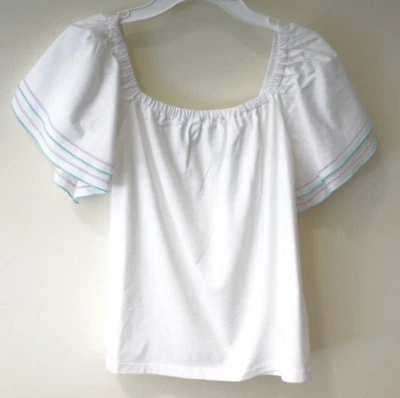 NWT Janie and Jack White With Purple Teal Sleeeve Accent Top Girl's Size 6 - Image 1 of 2